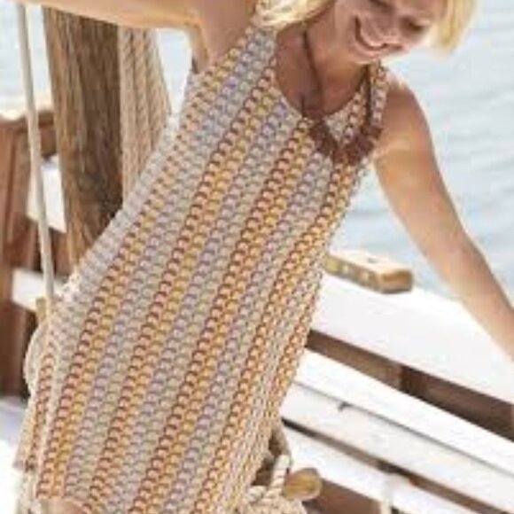 MSN Massana sun dress, lightweight knit, multicolored on a beige background. M. - Picture 1 of 12